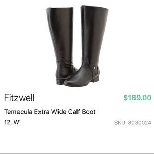 Fitzwell extra wide calf boots. Black leather.